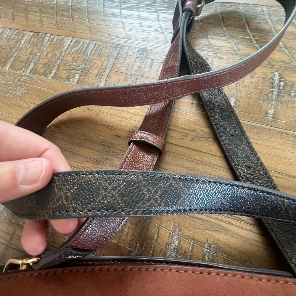 EUC NINE WEST Irwyn Saddle Tan Bag w Double Handles and Shoulder Strap Crossbody